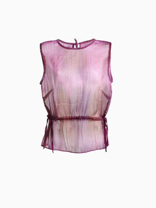 Mei Orchid Silk Tie Waist Top