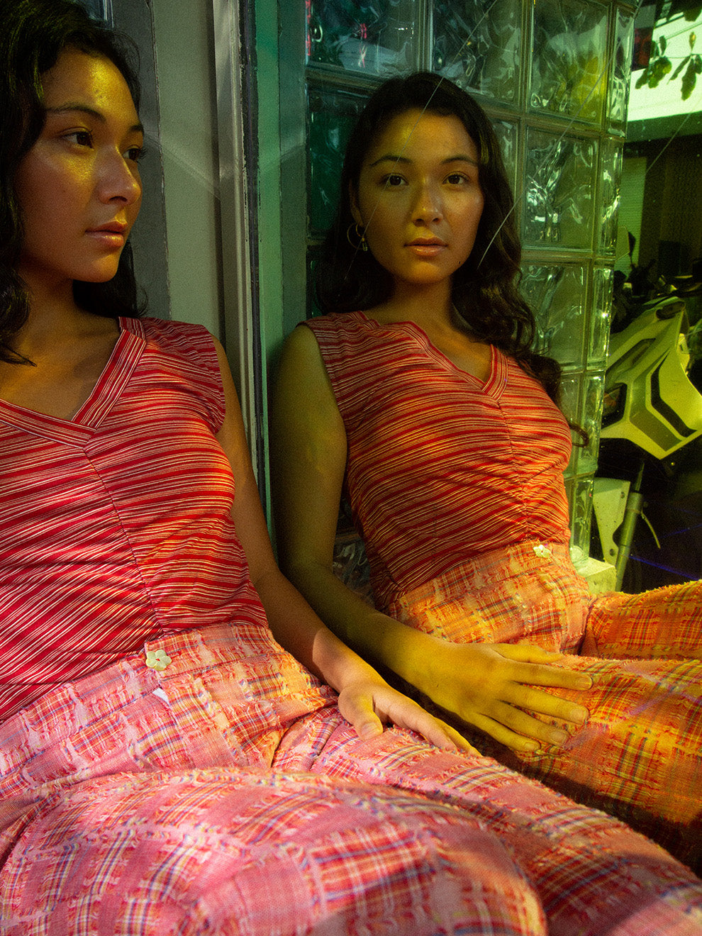 Miya Red Stripe Ruched Top