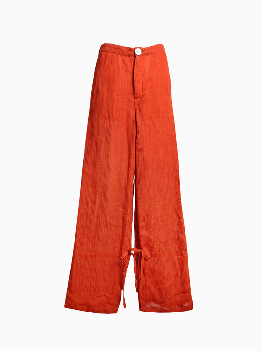 Rumi Barong Red Silk Trousers
