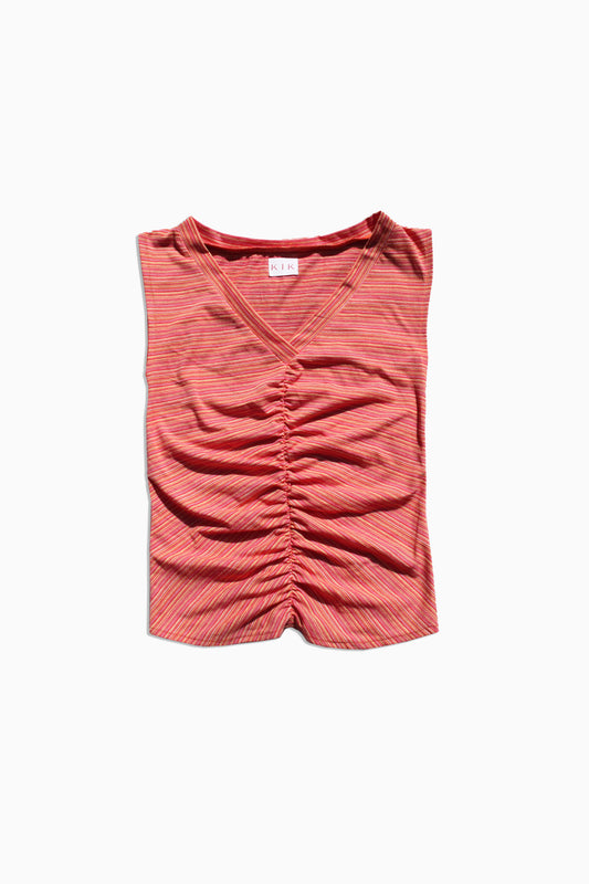 Miya Pink Stripe Ruched Top