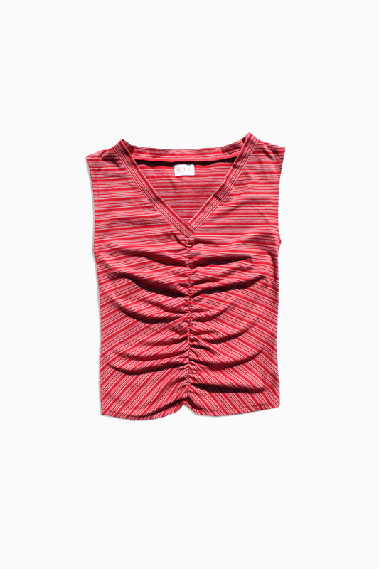 Miya Red Stripe Ruched Top