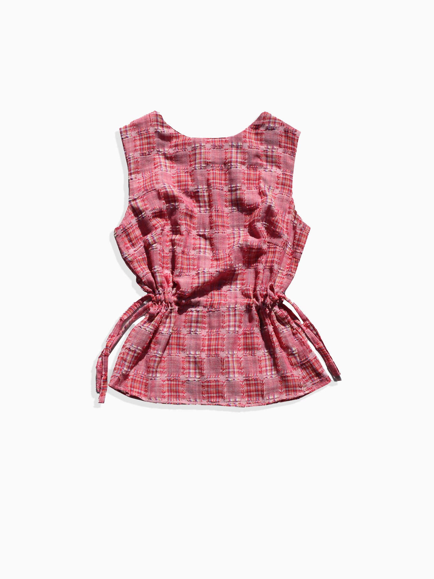 Mei Pink Check Tie Waist Top