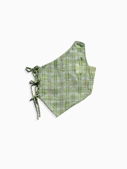 Kiki Green Check One Shoulder Top