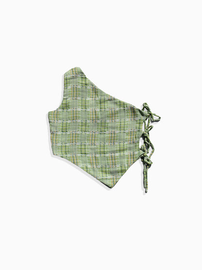 Kiki Green Check One Shoulder Top