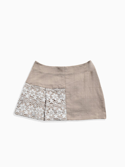 Joon Beige Lace Short Skirt