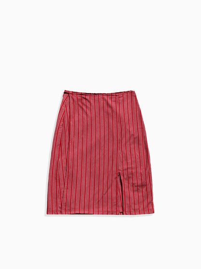 Elsie Red Stripe Wrap Skirt