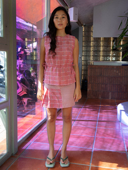 Joon Pink Check Short Skirt