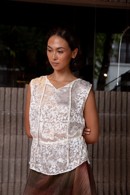 Mei Cloud Silk Tie Waist Top