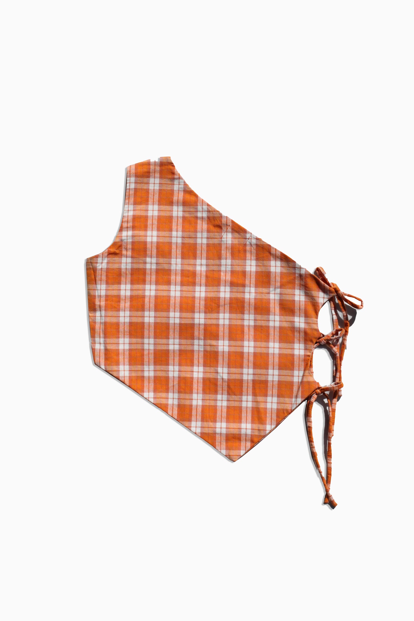 Kiki Orange Check One Shoulder Top